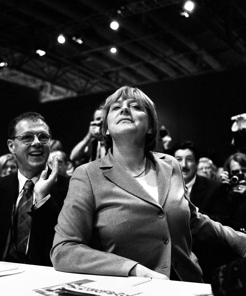 Angela Merkel under CDUs partikongress i Hannover i 2002. Kilde: Imago