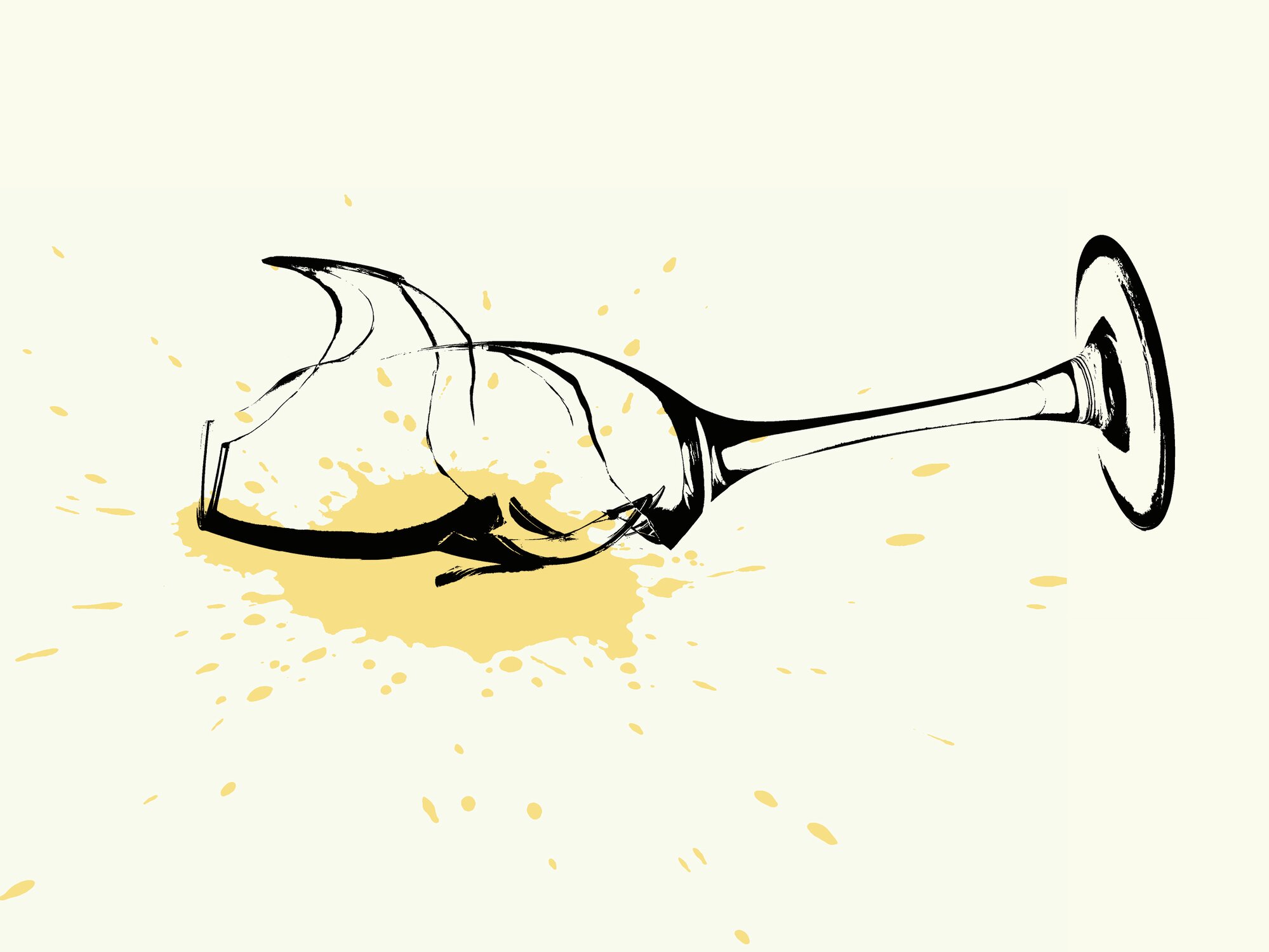 Illustrasjon som viser veltande sjampanjeglass.