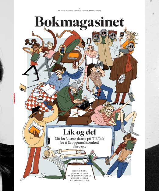 Bokmagasinets redaktør Astrid Hygen Meyer (Foto: Siv Dolmen), Bokmagasinet og Bokmagasinets hovedanmelder Tom Egil Hverven (Foto: Linda B. Engelberth).