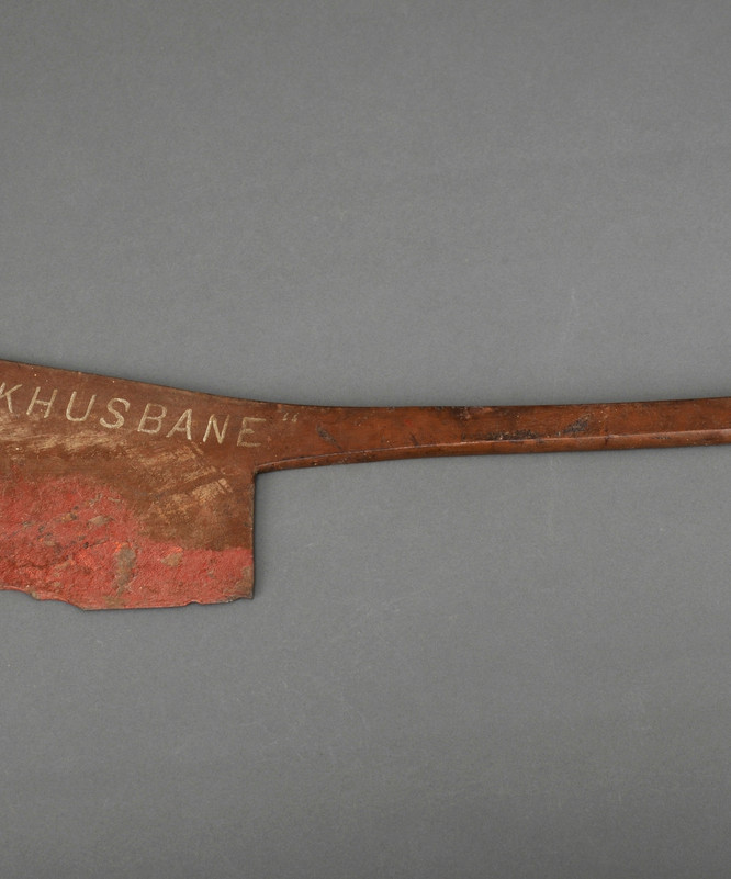 Øksen ble brukt ved folkemøte under navnestriden i Trondheim i perioden 1928–1931. FOTO: SVERRESBORG TRØNDELAG FOLKEMUSEUM